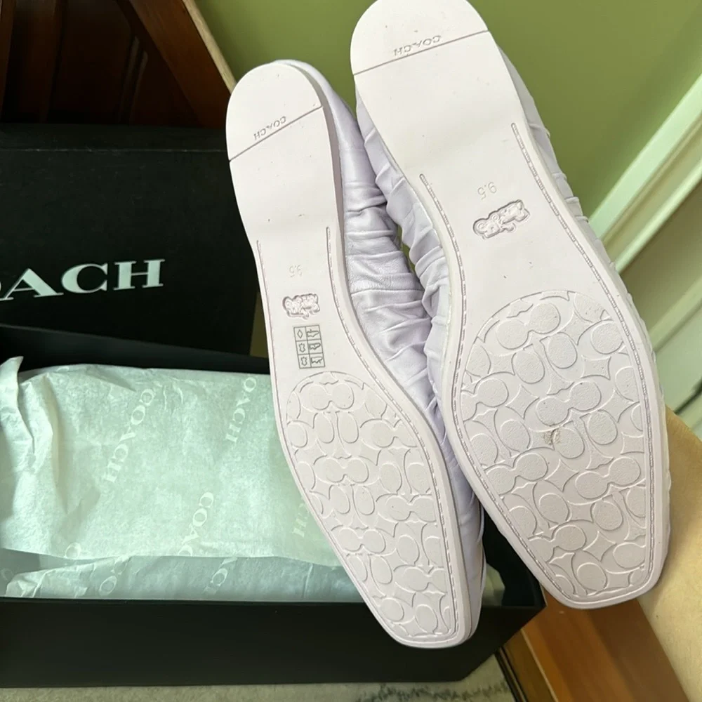 COACH Eleanore Leather Ballet Flats, Violet- S 9.5,B
